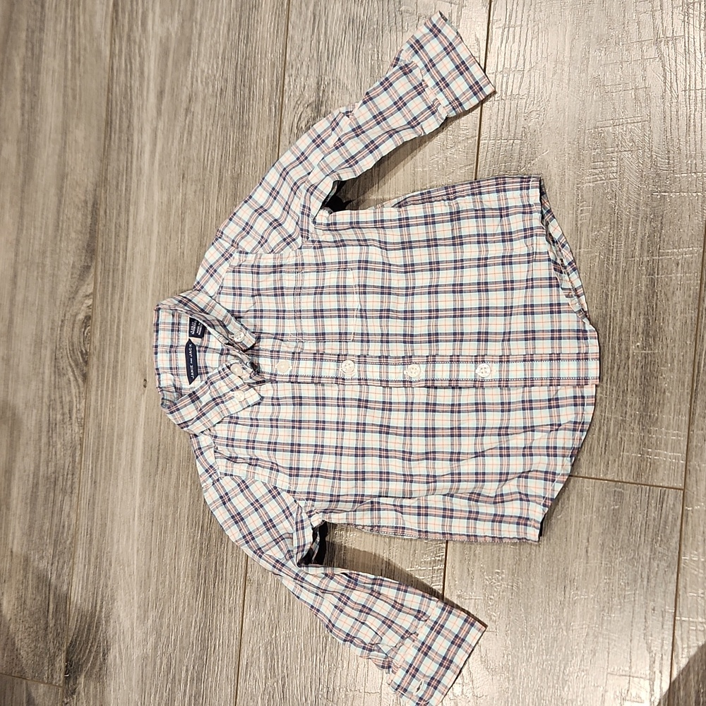 EUC Janie & Jack Infant Boys sz 6 to 12 months Plaid Button Down Shirt
